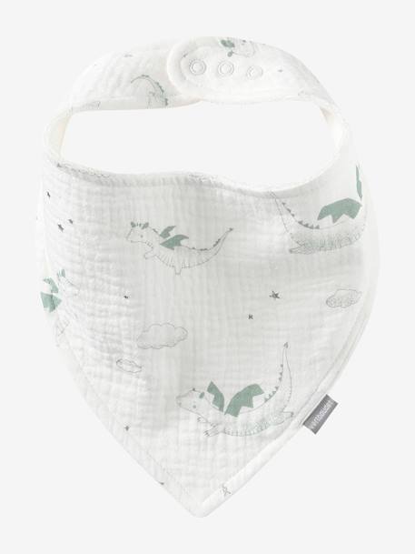 Lot 3 bavoirs bandanas en gaze de coton Bord de mer+Broceliande+Dans les bois+Hanoi+Hérisson+Hygge+lot renard+Mon coeur+Tanzanie 9 - vertbaudet enfant 