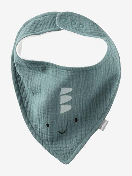 Lot 3 bavoirs bandanas en gaze de coton Bord de mer+Broceliande+Dans les bois+Hanoi+Hérisson+Hygge+lot renard+Mon coeur+Tanzanie 8 - vertbaudet enfant 