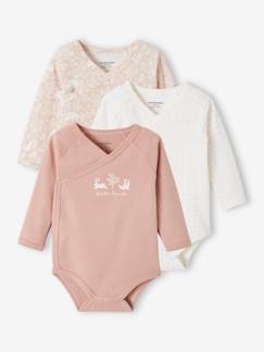 Lot de 3 bodies manches longues bébé en coton bio ouverture naissance  - vertbaudet enfant