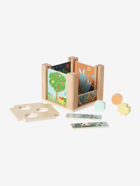 Cube d'éveil 2 en 1 : Puzzles et formes à encastrer en bois FSC® vert 10 - vertbaudet enfant 