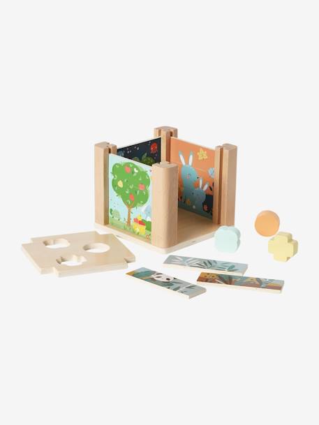 Cube d'éveil 2 en 1 : Puzzles et formes à encastrer en bois FSC® vert 9 - vertbaudet enfant 