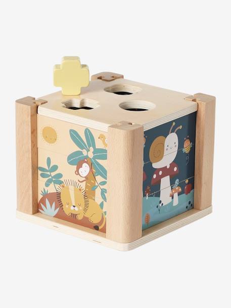 Cube d'éveil 2 en 1 : Puzzles et formes à encastrer en bois FSC® vert 3 - vertbaudet enfant 