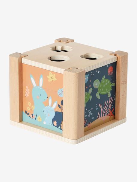 Cube d'éveil 2 en 1 : Puzzles et formes à encastrer en bois FSC® vert 6 - vertbaudet enfant 