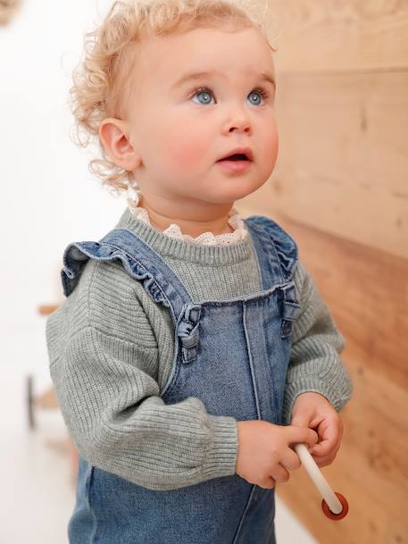 Salopette bébé en denim bretelles à volants stone 6 - vertbaudet enfant 