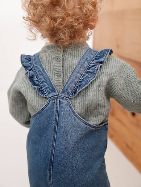 Salopette bébé en denim bretelles à volants stone 7 - vertbaudet enfant 