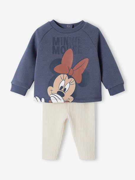Ensemble Disney® bébé fille sweat molleton + pantalon velours bleu ardoise/blanc 1 - vertbaudet enfant 