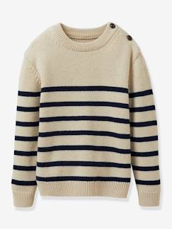 -Pull marinière garçon en laine majoritaire
