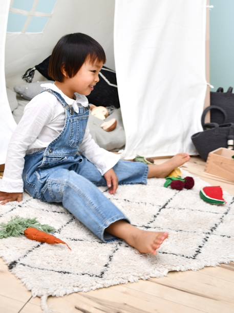 Tapis coton Lavable Mini Berbere Noir & Blanc - blanc imprimé 1 - vertbaudet enfant 