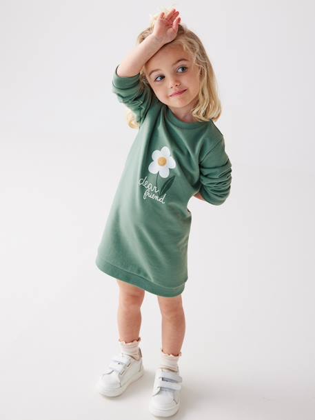 Robe Basics en molleton fille vert émeraude 1 - vertbaudet enfant 