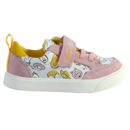 Basket Cuir Clarks Bebe City Howdy T - Combi Rose - Fermeture A lacets - Rond ROSE 2 - vertbaudet enfant 