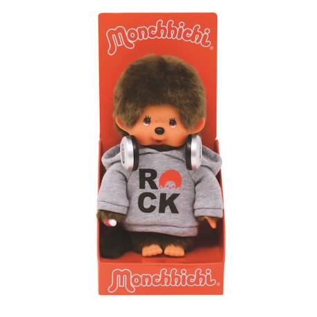 Peluche Monchhichi Bandai - Rock - 20 cm - Marron - Jaune - 3 ans et plus MARRON 3 - vertbaudet enfant 