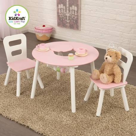 KidKraft - Ensemble table ronde avec rangement + 2 chaises - Rose et blanc BLANC 4 - vertbaudet enfant 