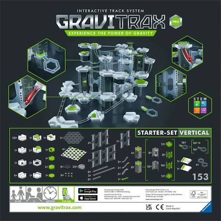 GraviTrax PRO - Ravensburger - Starter Set Vertical - Circuits de billes créatifs - 153 pièces - dès 8 ans BLANC 2 - vertbaudet enfant 