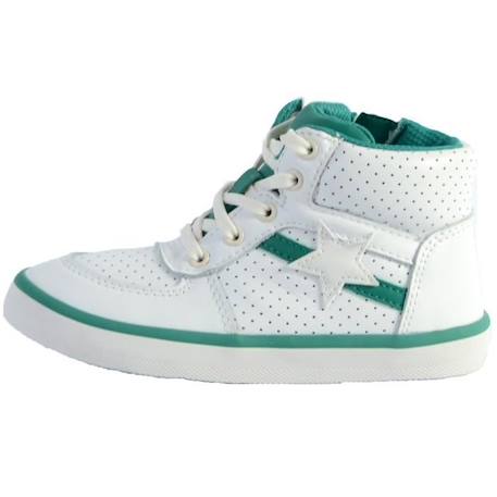 Basket Cuir Clarks Enfant City Flake K - Blanc - Lacets - Confort exceptionnel BLANC 1 - vertbaudet enfant 