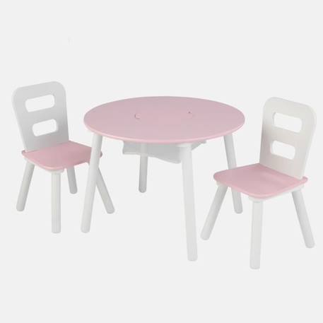 KidKraft - Ensemble table ronde avec rangement + 2 chaises - Rose et blanc BLANC 1 - vertbaudet enfant 