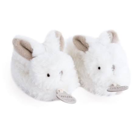 DOUDOU ET COMPAGNIE Lapin - Coffret chaussons avec hochet Taupe 0-6 mois BLANC 2 - vertbaudet enfant 