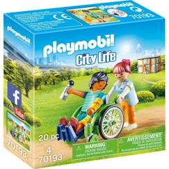Jouet-Jeux d'imagination-PLAYMOBIL - 70193 - City Life L'Hôpital - Patient en fauteuil roulant