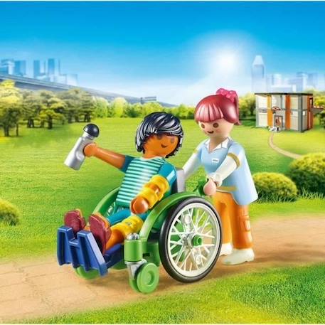 PLAYMOBIL - 70193 - City Life L'Hôpital - Patient en fauteuil roulant VERT 3 - vertbaudet enfant 