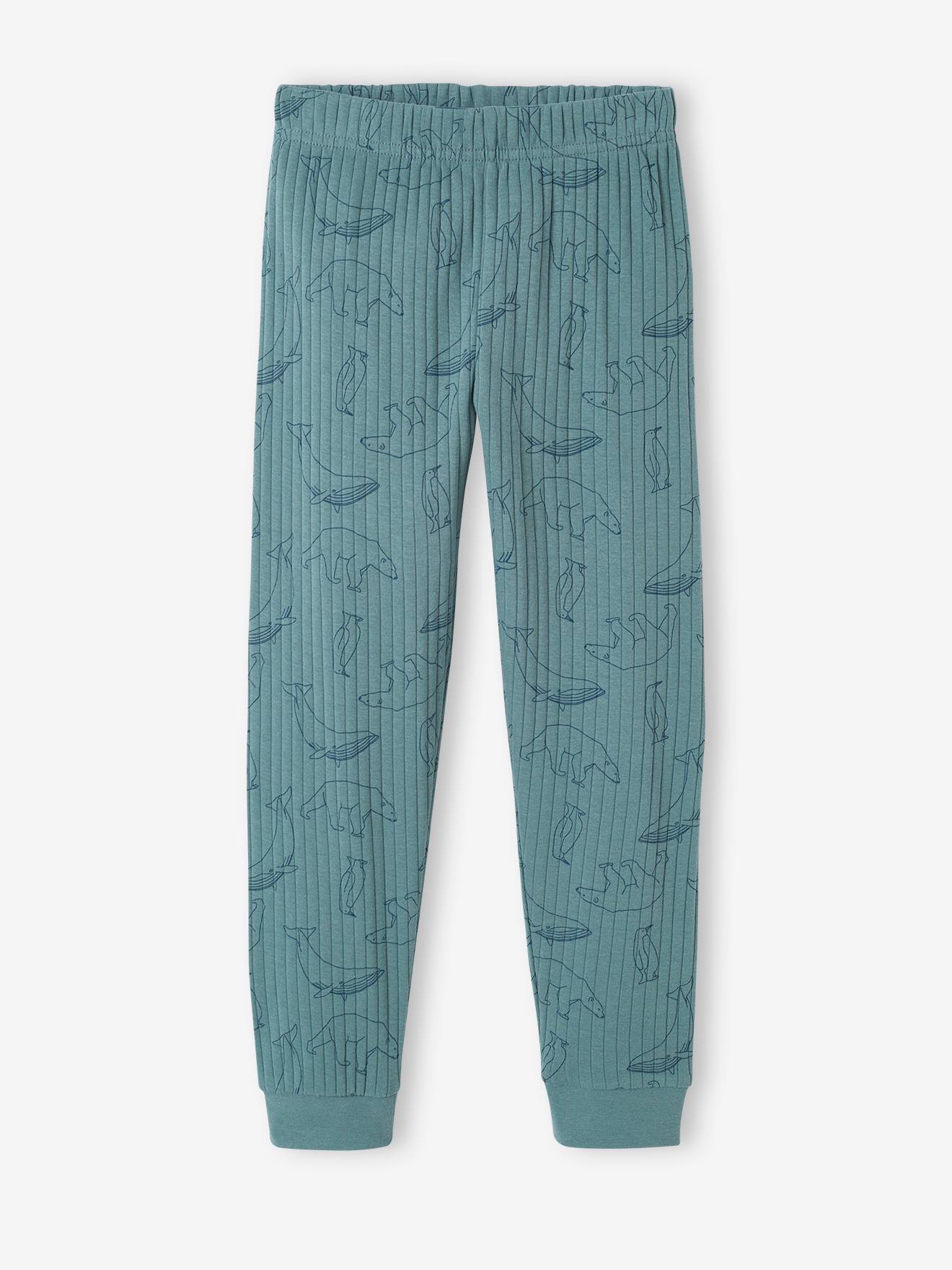 Lot De 2 Pyjamas Garçon Vertbaudet - Côtes 100% Coton - 1 Uni Col Boutonné, 1 Rayé Col Rond - Taille Selon âge - 5
