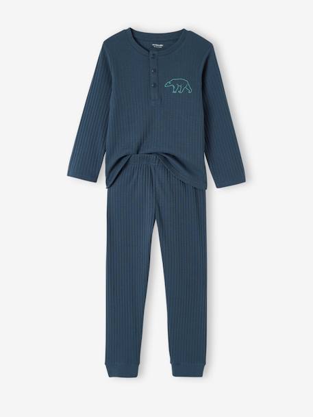 Lot de 2 pyjamas garçon ours maille côtelée vert émeraude 3 - vertbaudet enfant 