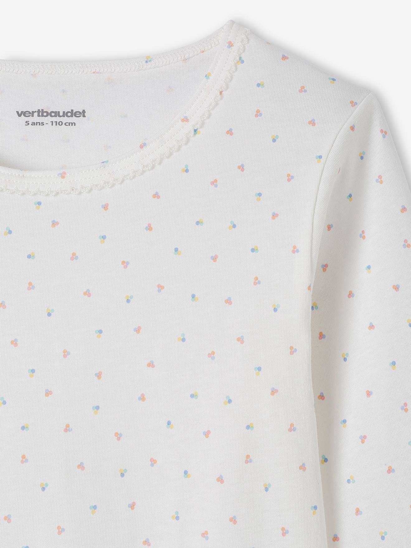 VERTBAUDET - Lot De 3 T-shirts Manches Longues Fille - Motifs Fantaisie - 100% Coton