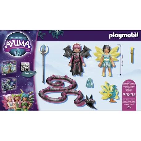 PLAYMOBIL - 70803 - AYUMA - Crystal Fairy et Bat Fairy avec animaux enchantés NOIR 4 - vertbaudet enfant 