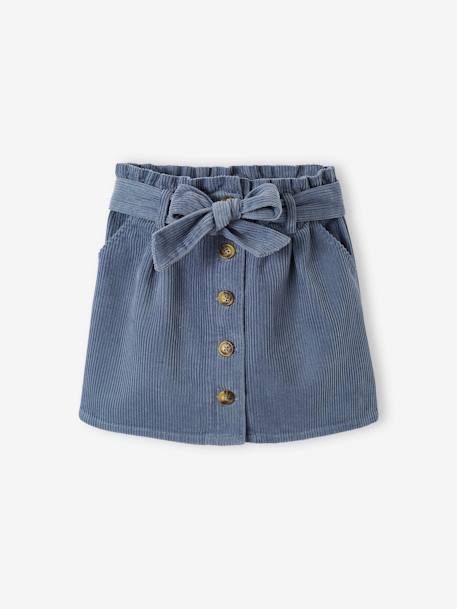 Jupe fille velours style paperbag beige doré+bleu grisé+olive+prune 5 - vertbaudet enfant 