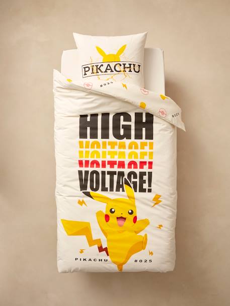 Parure housse de couette + taie d'oreiller enfant Pokemon® Voltage blanc 1 - vertbaudet enfant 