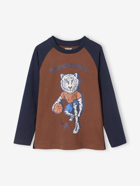 T-shirt sport tigre basketteur garçon chocolat 1 - vertbaudet enfant 