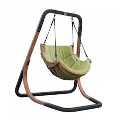 Chambre et rangement-Mobilier de jardin-Chaise suspendue sur pied en bois AXI Capri - Vert - Design - Pour jardin