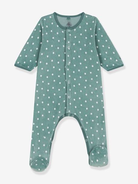 Pyjama bébé étoiles en velours PETIT BATEAU vert imprimé 1 - vertbaudet enfant 