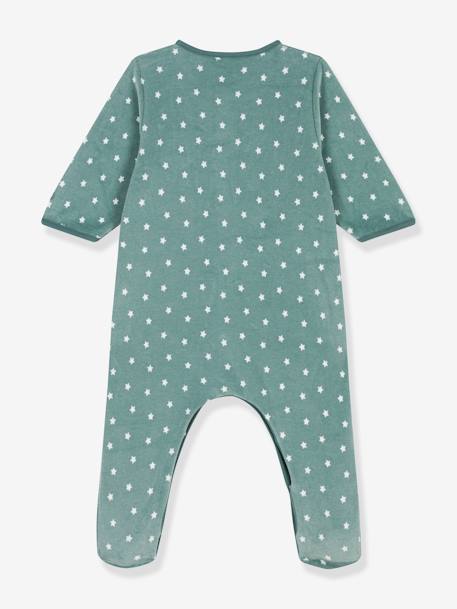 Pyjama bébé étoiles en velours PETIT BATEAU vert imprimé 2 - vertbaudet enfant 