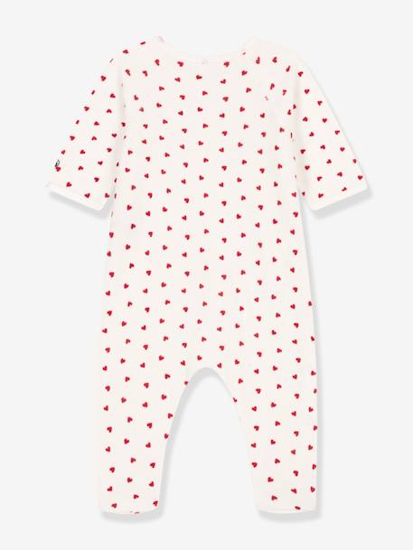 Pyjama bébé coeur en velours PETIT BATEAU blanc imprimé 2 - vertbaudet enfant 