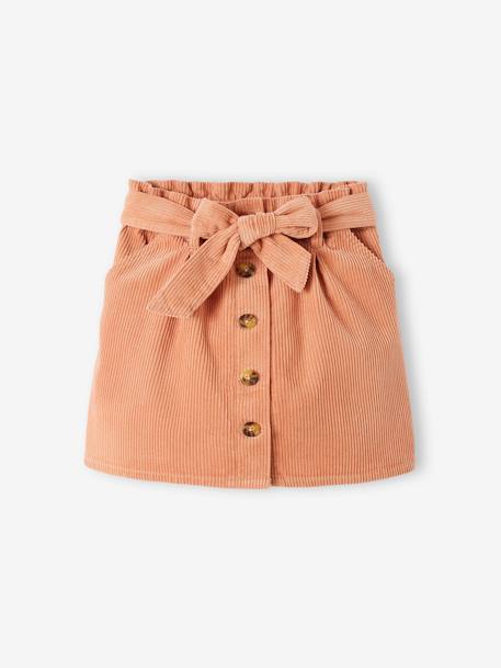 Jupe style 'paperbag' en velours côtelé fille brique+pêche+rose blush+sapin 7 - vertbaudet enfant 