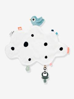 Idées cadeaux bébés et enfants-Doudou plat attache-sucette Happy Clouds - DONE BY DEER