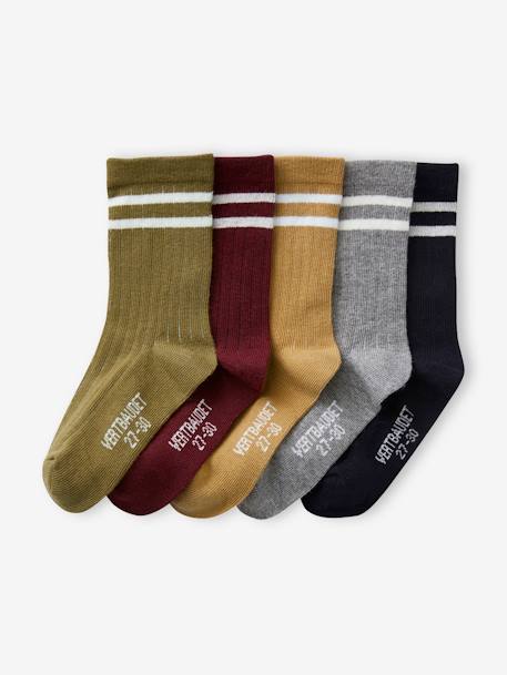 Garçon-Sous-vêtement-Chaussettes-Lot de 5 paires de chaussettes côtelées rayées garçon