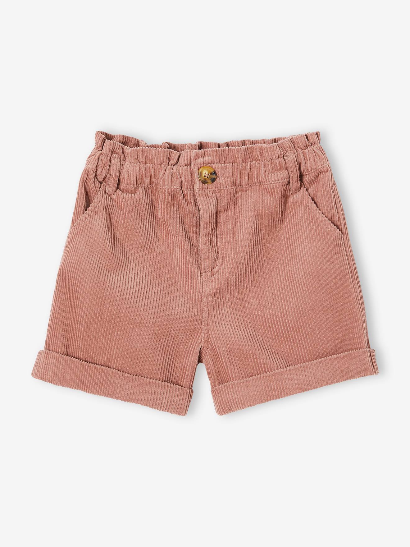 Short Fille En Velours Côtelé - Coupe Paperbag Avec Ceinture à Nouer - Confort Et Style
