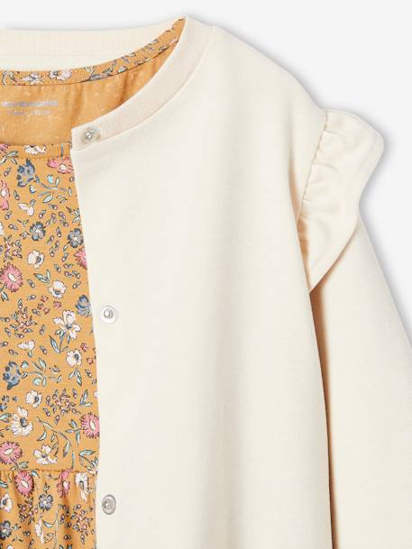 Ensemble robe et cardigan à volants fille caramel+rose poudré 5 - vertbaudet enfant 