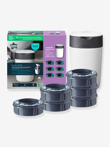 Starter pack poubelle à couches Twist & Click + 6 recharges BLANC 2 - vertbaudet enfant 