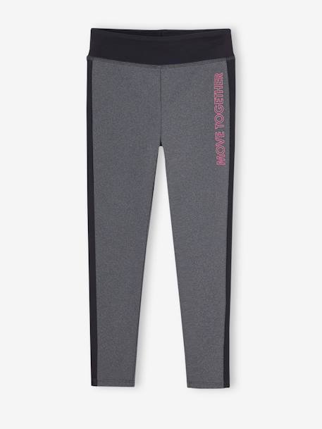 Legging de sport fille bandes côtes gris chiné+marine+MARINE+rose poudré 1 - vertbaudet enfant 