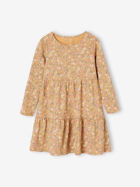 Ensemble robe et cardigan à volants fille caramel+rose poudré 2 - vertbaudet enfant 