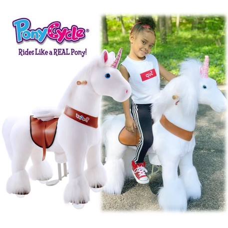 PonyCycle Modèle U Animal qui marche Peluche licorne blanche à roulettes avec frein Taille 3 pour les 3-5 ans Ux304 BLANC 1 - vertbaudet enfant 