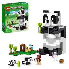 -LEGO Minecraft 21245 Le Refuge Panda, Jouet de Maison, avec Figurines Animaux et Squelette
