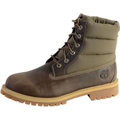 Boots Timberland Petits Prem 6 IN Quilt - Mixte - Enfant - Marron - Lacets - Cuir - Olive full grain  - vertbaudet enfant