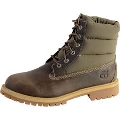 Chaussures-Chaussures fille 23-38-Boots Timberland Petits Prem 6 IN Quilt - Mixte - Enfant - Marron - Lacets - Cuir - Olive full grain