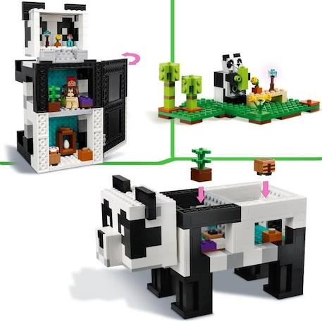 LEGO Minecraft 21245 Le Refuge Panda, Jouet de Maison, avec Figurines Animaux et Squelette NOIR 4 - vertbaudet enfant 