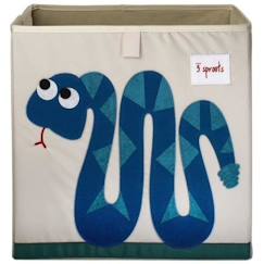 Chambre et rangement-Rangement-Coffre, rangement jouet-Boîte de rangement en tissu - 3 SPROUTS - Serpent - Bleu - Multicolore - 33x33x33 cm