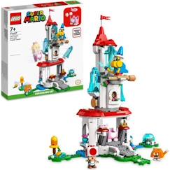 -LEGO 71407 Super Mario Ensemble d’Extension La Tour Gelée et le Costume de Peach Chat, Figurine Toad, Jouet Château, Enfants 8 Ans