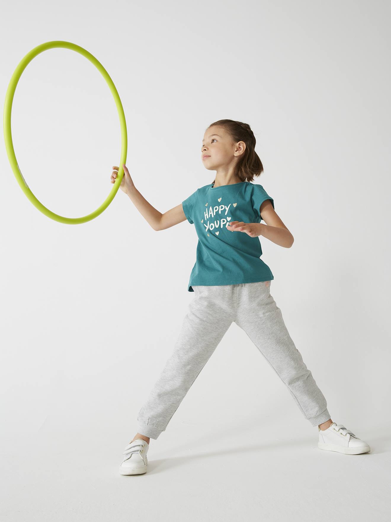 Pantalon Jogging Fille Vertbaudet - Ceinture Paperbag à Nœud, Molleton Doux, Motifs Irisés