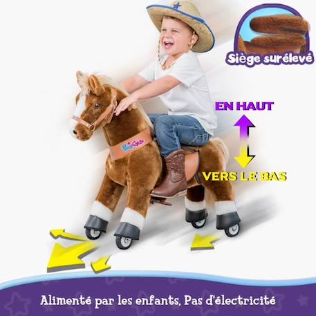 PonyCycle Modèle U Cheval à Bascule Jouet Cheval qui Avance  Cheval brun avec frein et son Taille 3 pour les 3-5 ans Ux324 MARRON 4 - vertbaudet enfant 